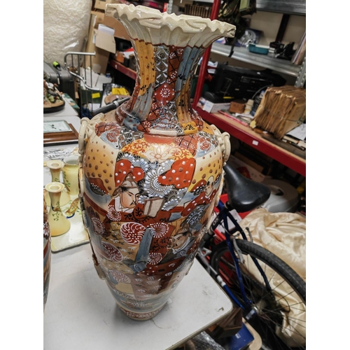 436 - Pair Of Large Satsuma Vases Been Restored