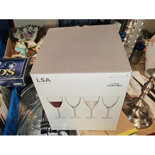 578 - Set Of 4 LSA Bistro Wine Glasses Boxed