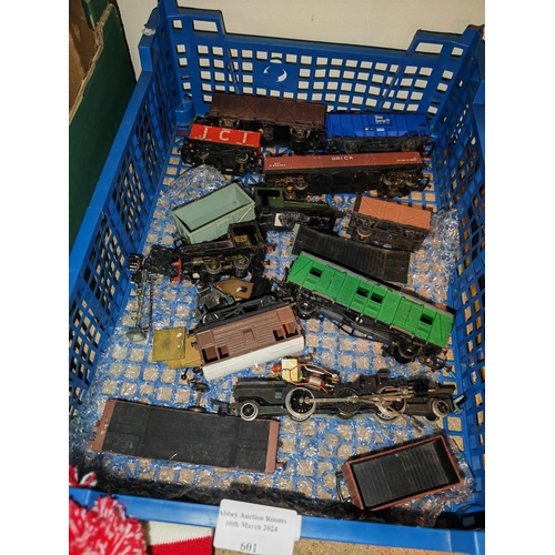 601 - Crate Of Rolling Stock Plus Engine Shell And A Crate Of Plastic Train Models