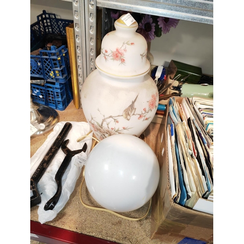 607 - Selection Of Storge Jars And Vase And Lamp Etc