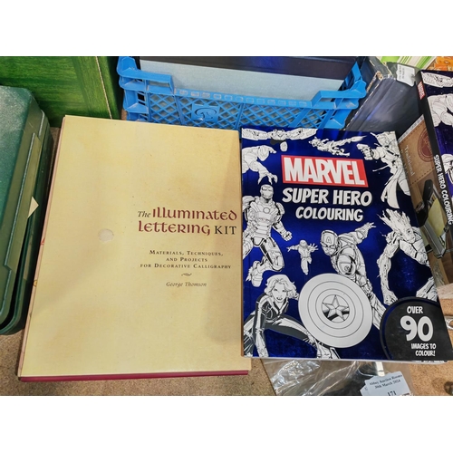 169 - 2 Marvel Super Hero Colouring Books Plus A Luminated Lettering Kit