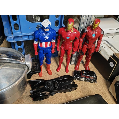 257 - 3 Avenger Action Figures Plus A Corgi Taxi And Batmobile