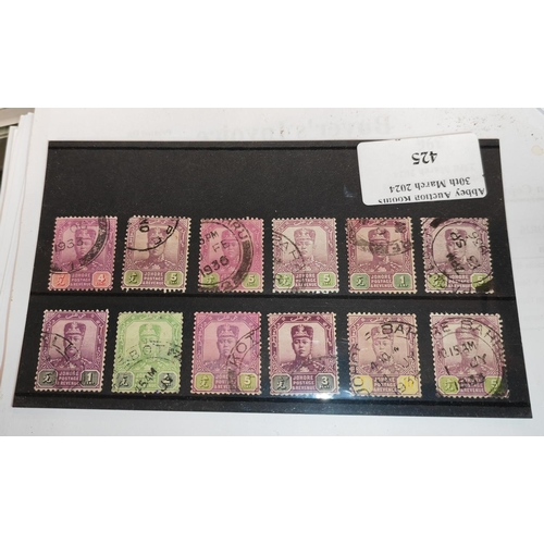 425 - Card Of Antique Johore Stamps