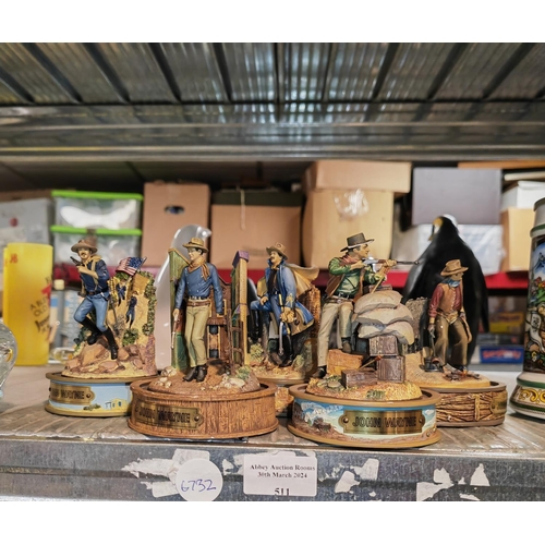 511 - 5 John Wayne Figurines On Bases