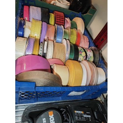 713 - Tray Of Assorted Rolls of Ribbons