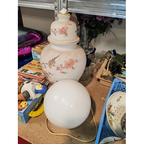 628 - Selection Of Storge Jars And Vase And Lamp Etc