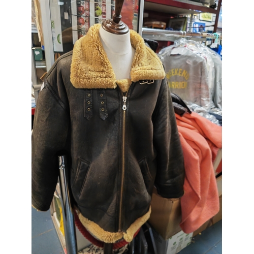 27 - Sheepskin Coat Leather Cut To Ends Of The Sleeves Size Xxl