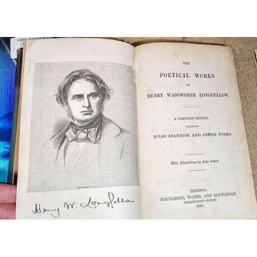 13 - Book Called Longfellow Poetical Works Signed Dated 1861