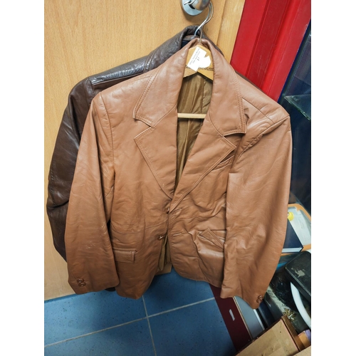 17 - 3 Leather Jacket, 2 Brown One Black