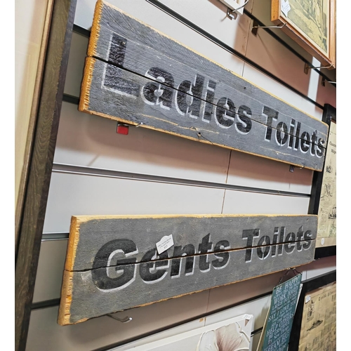 113 - 2 Wooden Ladies And Gents Toilet Signs