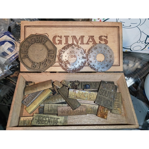 313 - Cigar Box Of Brass Letter Stamps