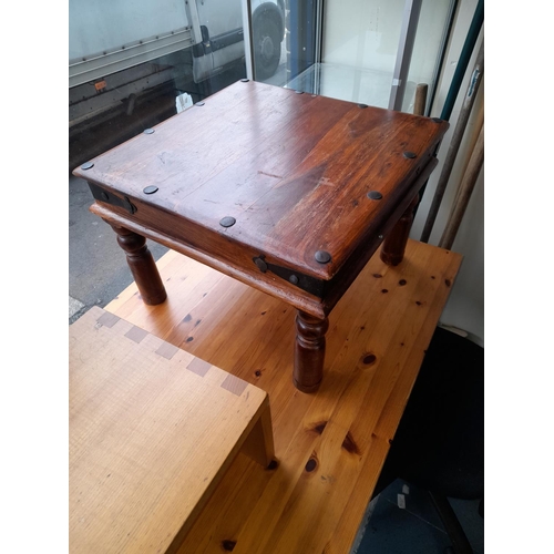 53 - Mexican Pine Coffee Table With Metal Decoration