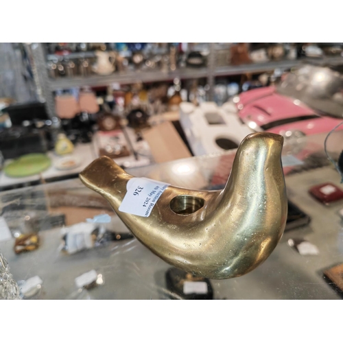 326 - Heavy Brass Bird Candle Holder