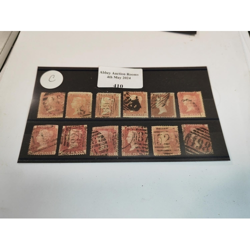 410 - 12 Gb 1D Penny Red Stamps