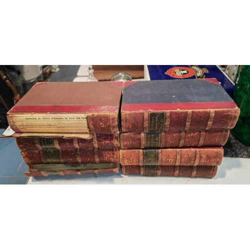 428 - Cornhill Magazines, 8 Books, Bound Volumes, 1865-1868, Half Leather, Worn, One Missing Boards, Some ... 