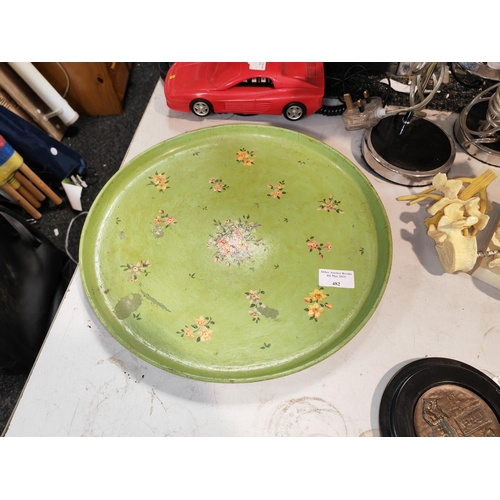 482 - Green Paper Mache Serving Tray