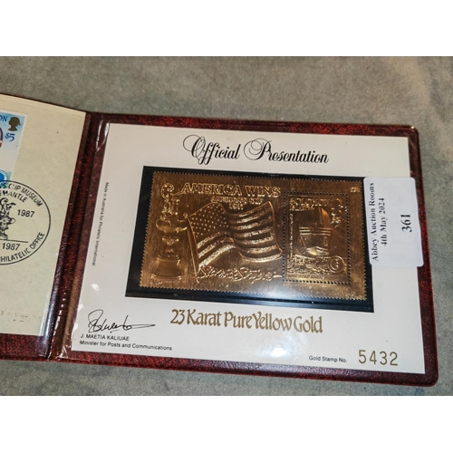 360 - America'S Cup Winner Gold Stamp 1987 In Presentation Folder