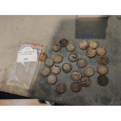 329 - Selection Of Silver Three Pence Pieces