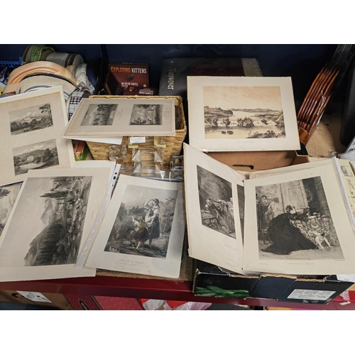 243 - Large Box Of Antique Etchings And Engravings