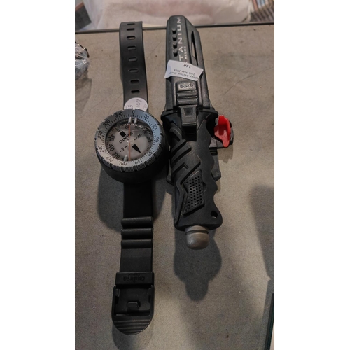 340 - Divers Titanium Knife + A Compass Watch