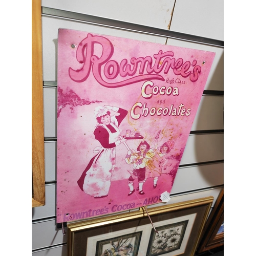 113 - Rowntree'S Cocoa & Chocolate Tin Plate Advertising Sign