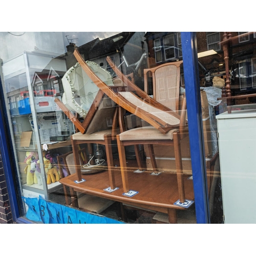 58 - Teak Extending Dining Table With 6 Chairs Including To Carvers