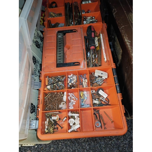 213 - Black And Orange Tool Box With Tools And Screws