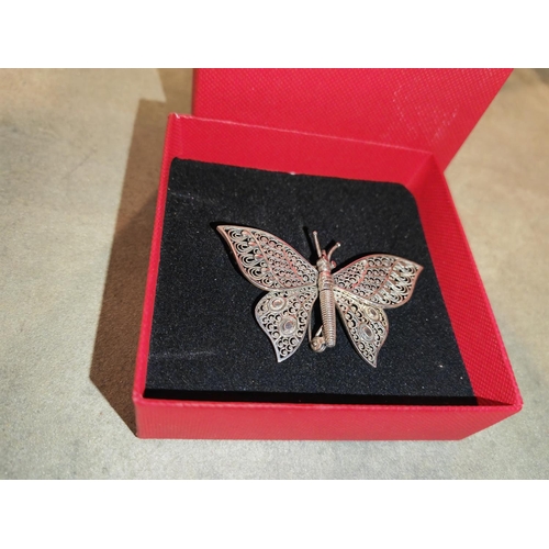 343 - Silver Jointed Butterfly Brooch