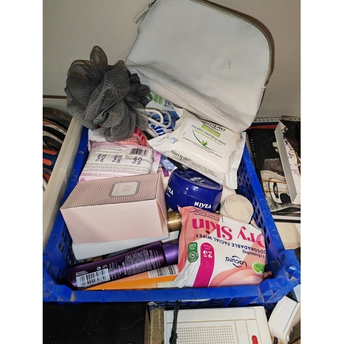 155 - Box Of Make Up, Face Wipes, Cream Plus A Bottle Of Unused Perfume In Box