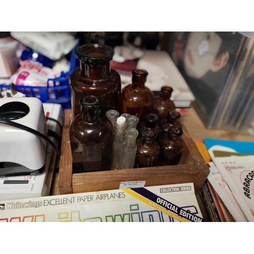 160 - Small Box Of Vintage Apothecary Bottles