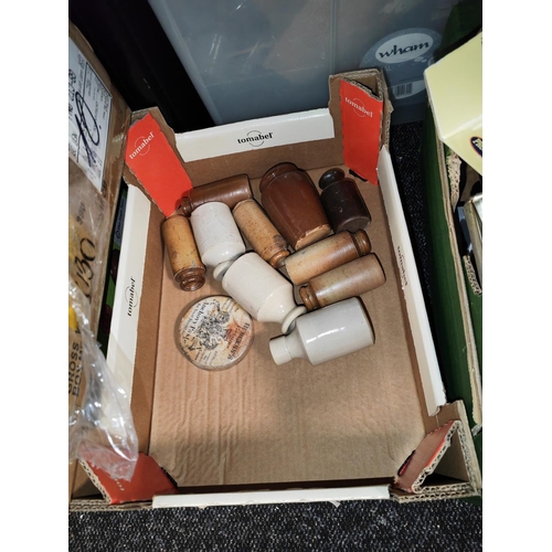 169 - Box Of Earthenware Bottles Plus One Other