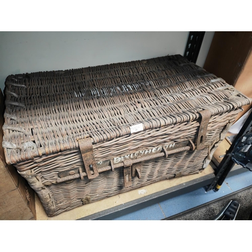 85 - Vintage Wicker Basket With Locking Mechanism