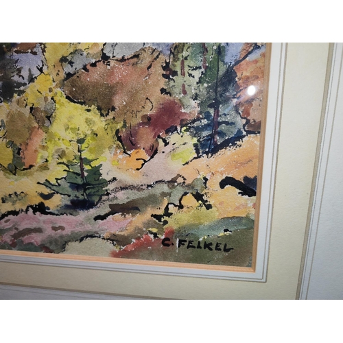 111 - Framed Valley Water Scene Watercolour By Carl Felkel