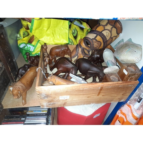 31 - Crate Of Wooden Animals And Others