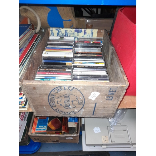 33 - Wooden Cheddar Cheese Advertising Crate With Music Cd'S