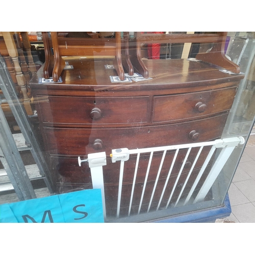 49 - Large Bow Fronted 2 Over 3 Chest Of Drawers In Need Of A Little T L C