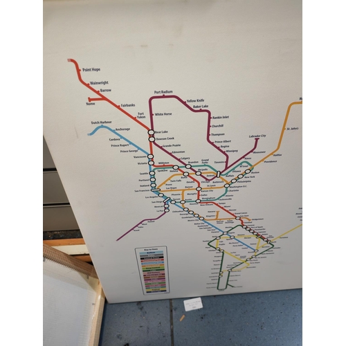 104 - Framed London Underground Map Of The World 87Cm X 56Cm