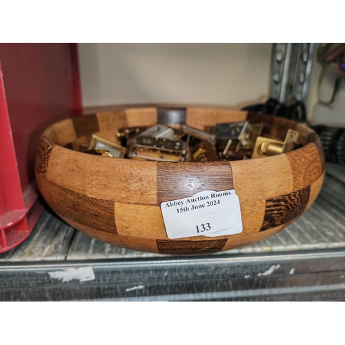 133 - Marquetry Patterned Bowl Of Combination Locks