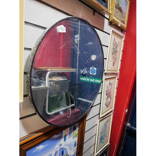 219 - 2 Mirrors One Square One Round Plus A Framed Print Of Golfers On Rafters + Framed Print Of England R... 