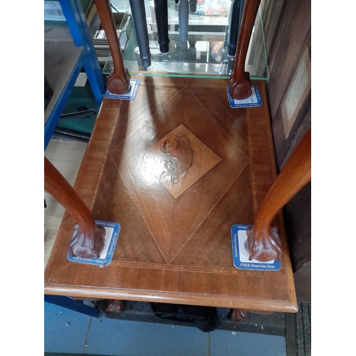 686 - Inlaid Coffee Table And A Inlaid Side Table With Drawer Both On Ball And Legs Feet