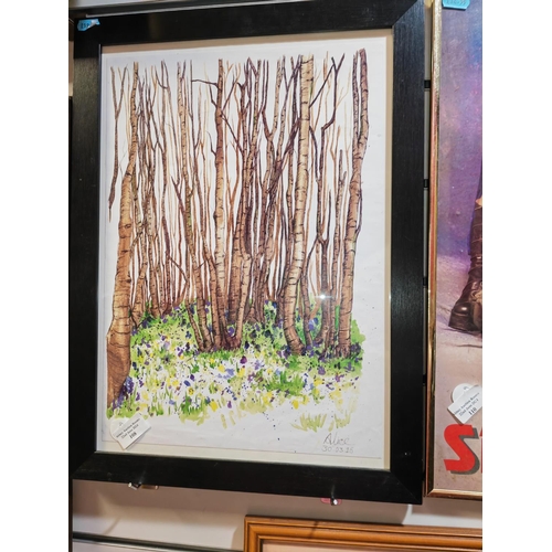 108 - Framed Print Of Winter Trees Signed Alice 2016