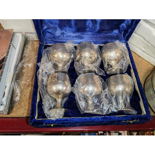 171 - Set Of 6 Silver Plated Goblets In Box