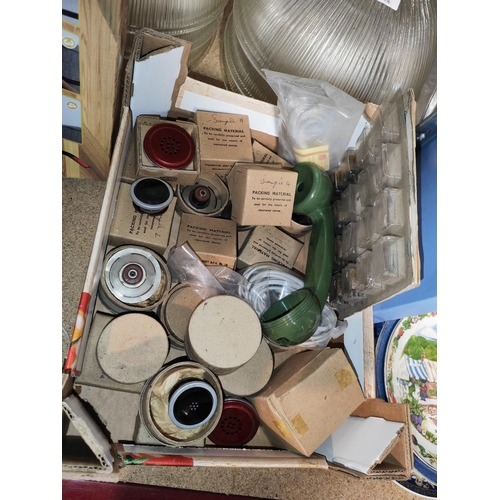 657 - Small Crate Of Speaker Pieces For Vintage Telephones