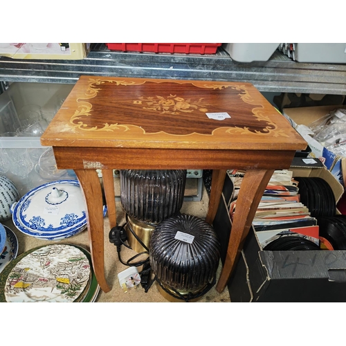 662 - Small Wooden Musical Table With Inlay To Top