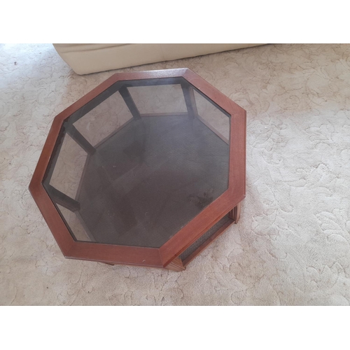 744 - Octagonal Glass Topped Coffee Table