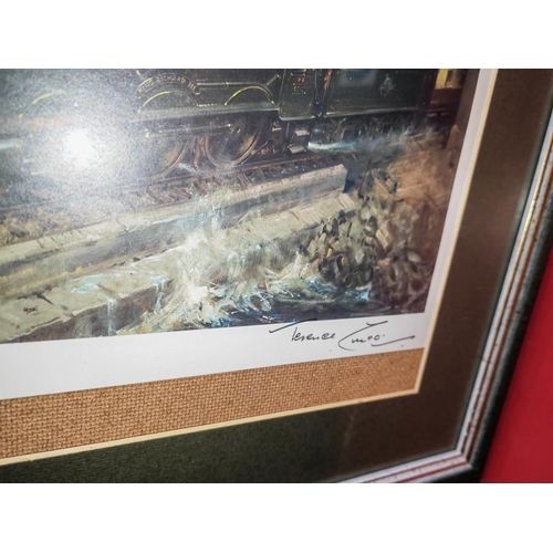 121 - Framed Print Of A Train Wet Signed By Terence Cuneo Commission By The Post Office For Special Stamps