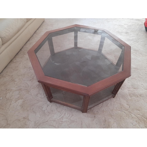 744 - Octagonal Glass Topped Coffee Table