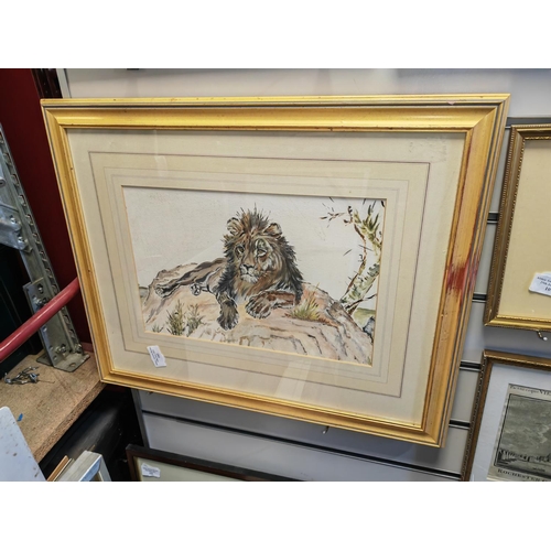 102 - Framed Oil Painting Of A Lion