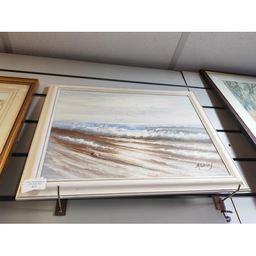 112 - Framed Painting Of Waves Coming Into The Shore By A Gailey