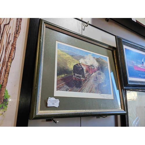 116 - Framed Print Of The Royal Scott Train Wet Signed By Terence Cuneo Commissioned By The Post Office Fo... 